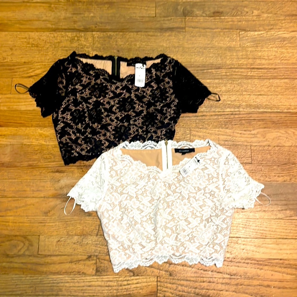 Brand new Olivaceous lace cropped tees size small bundle